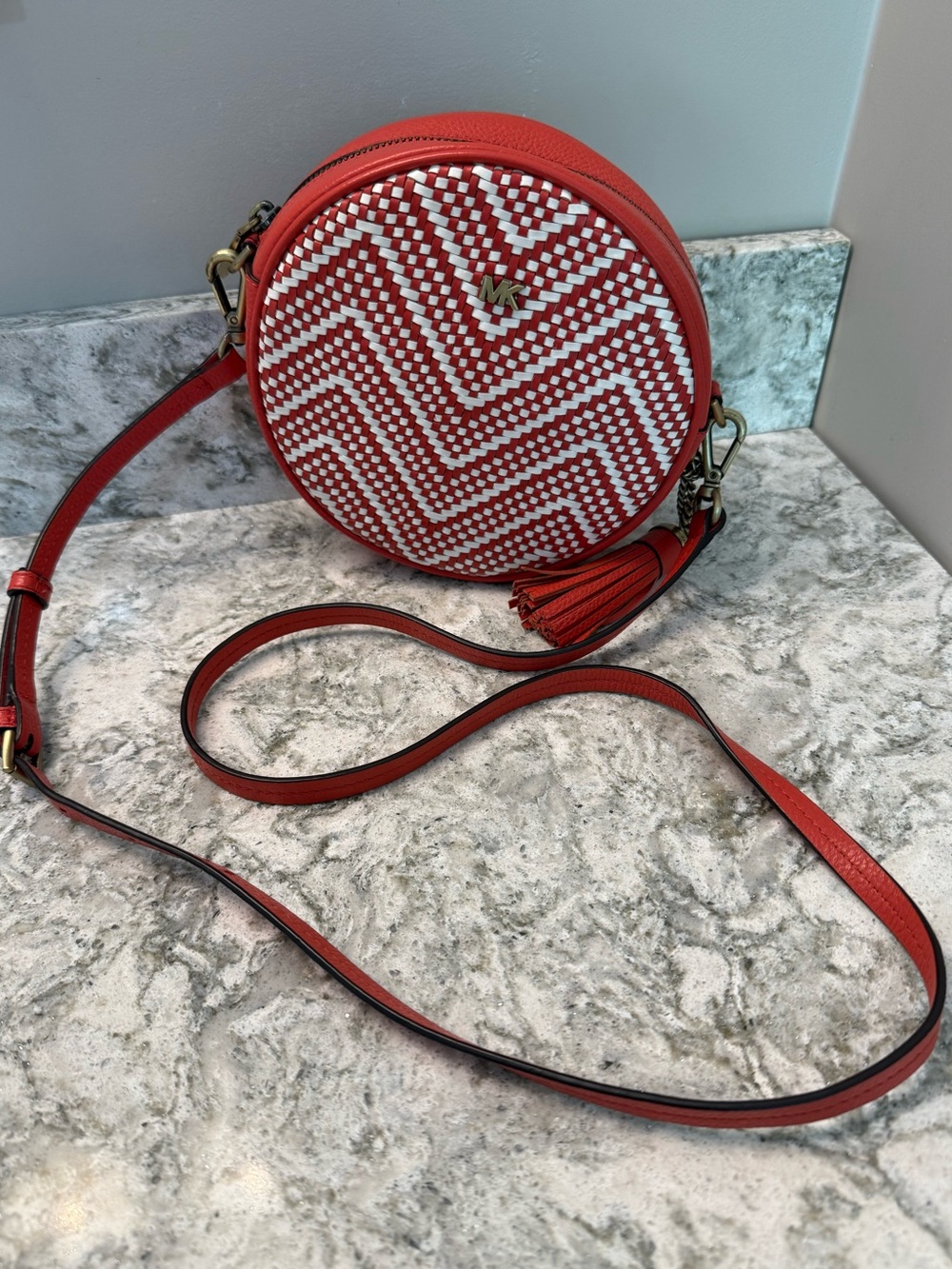 Michael Kors Woven Round Canteen Crossbody Bag